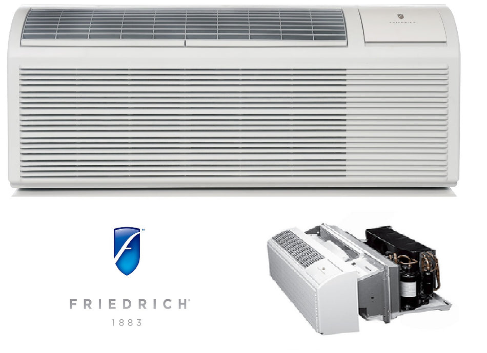 Friedrich PDE09R3SGR3 PTAC Air Conditioner with Electric Heat, 9,400 BTU, 265 Volt, EER Rating of 12.1, DiamondBlue Protection, Wall Sleeves and Grilles Needed for New Installations Sold Separately
