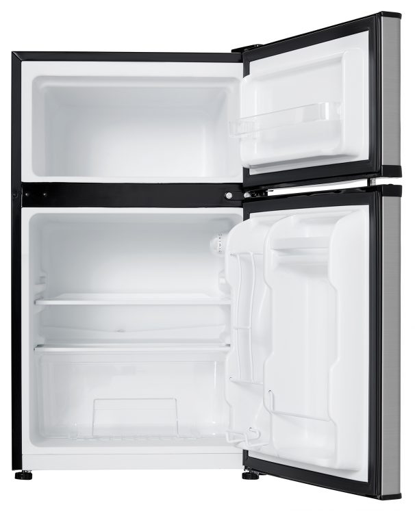 Danby DCR032C3BSLDB 3.2 Cubic Foot Two Door Refrigerator Freezer, Energy Star Rated, Manual Defrost in Black with Stainless Steel